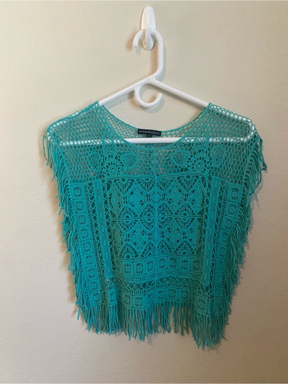 My Michelle Teal Crochet Fringe Camisole